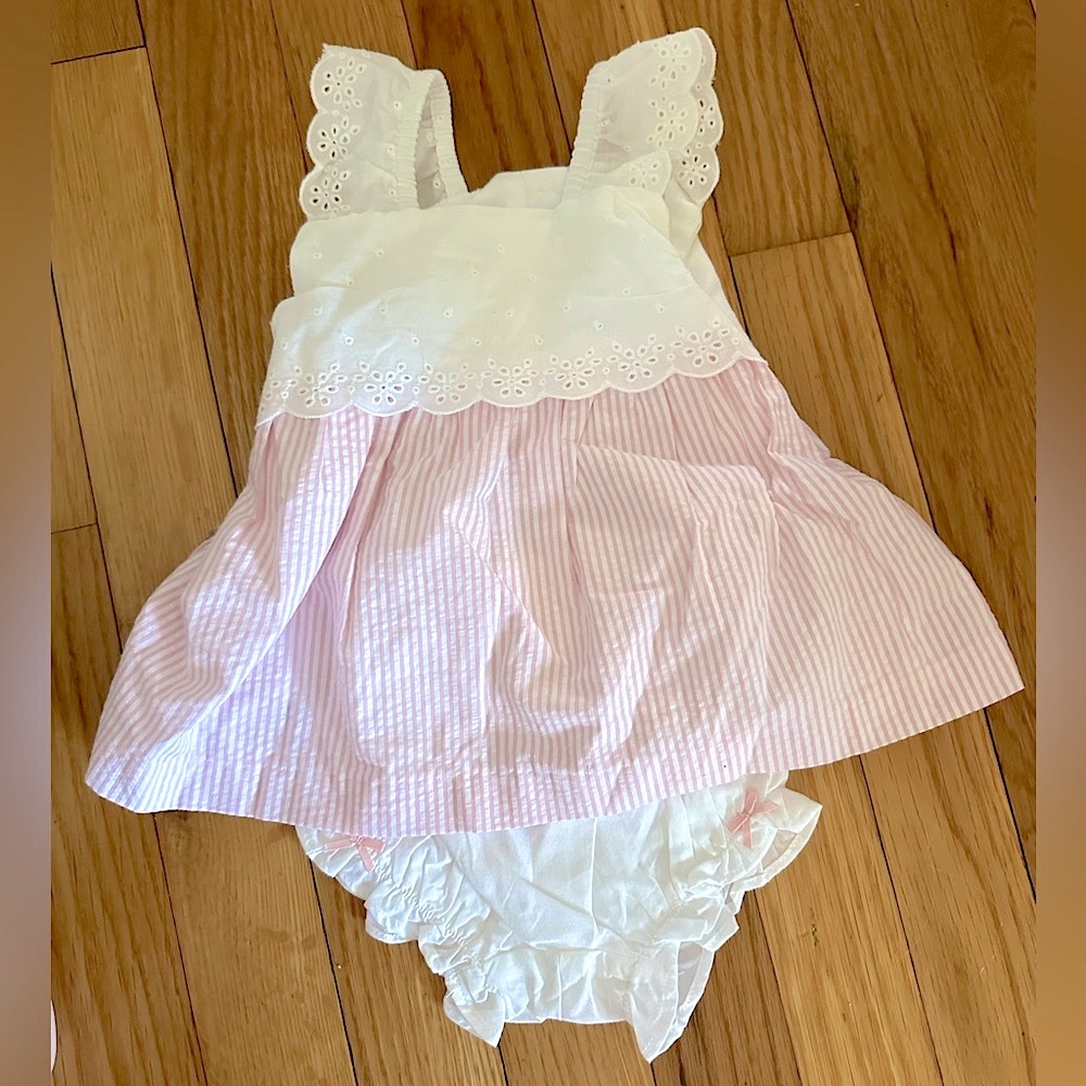 Janie and jack pink and white dress